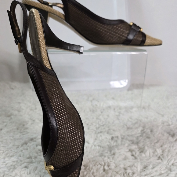 A. Marinelli Slingback Heels, SIZE:9.5, BROWN & TAN - Picture 7 of 16